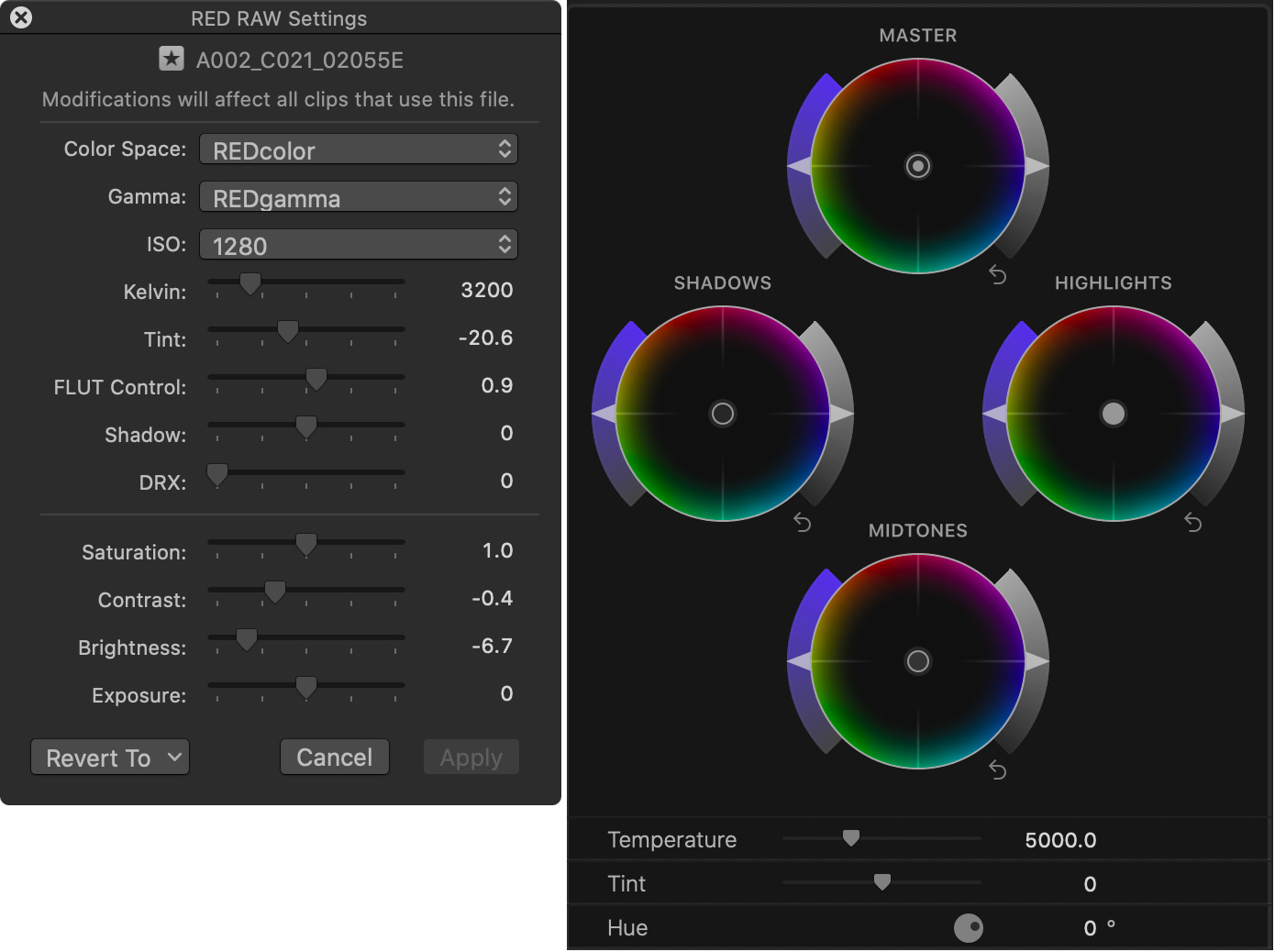 prores raw white balance