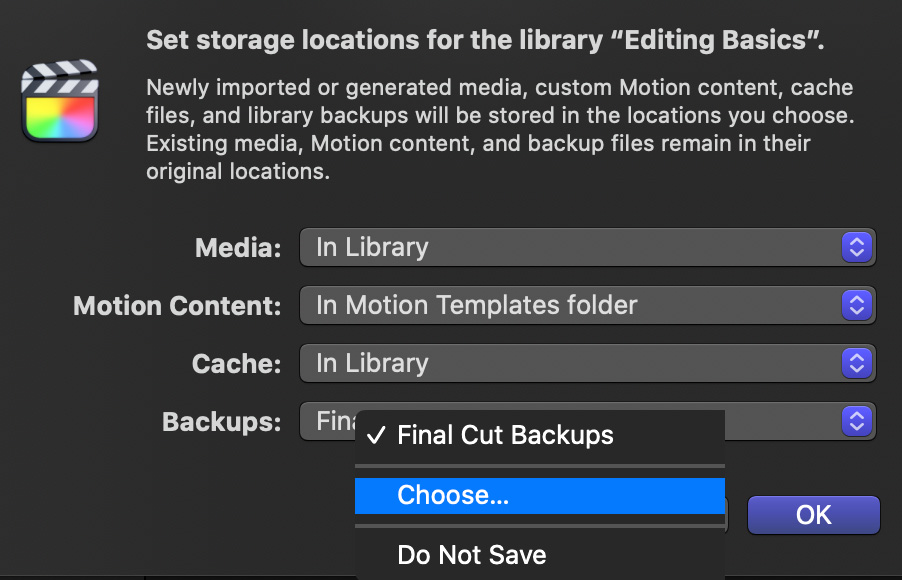 final cut pro 10.3.4 move library to external hard drive