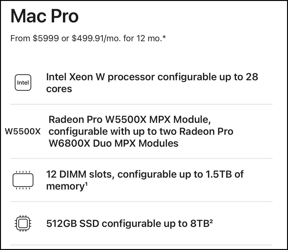 new mac pro specs